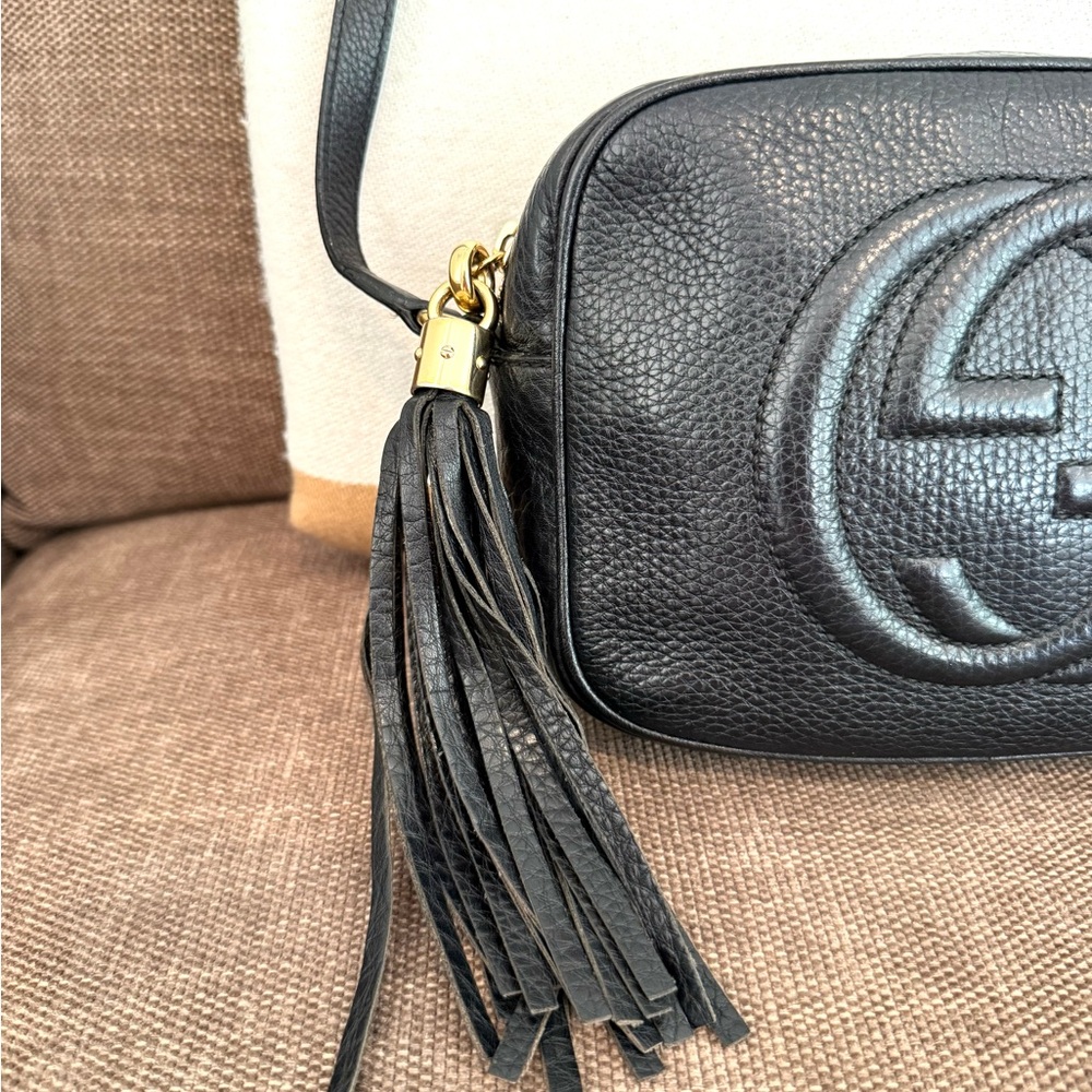 Gucci authentic disco soho crossbody bag black leather small size tassels - Picture 5 of 16